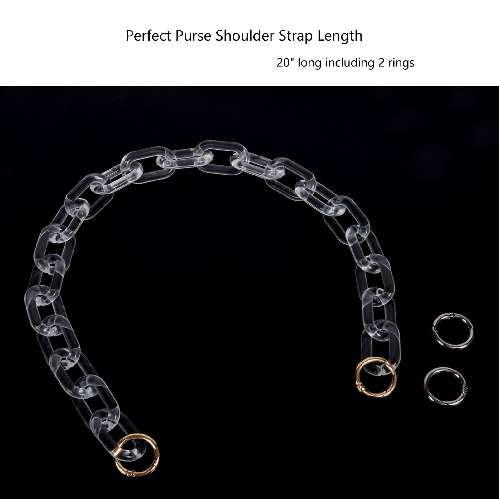 Yichain Chunky Acrylic Purse Strap - Durable Bag Chain Handle Replacement for Handbags & Purses - DIY Fashion Accessory & Decoration (Transparent) - Perfect for Customizing Tote Bags, Shoulder Bags & Evening Clutches