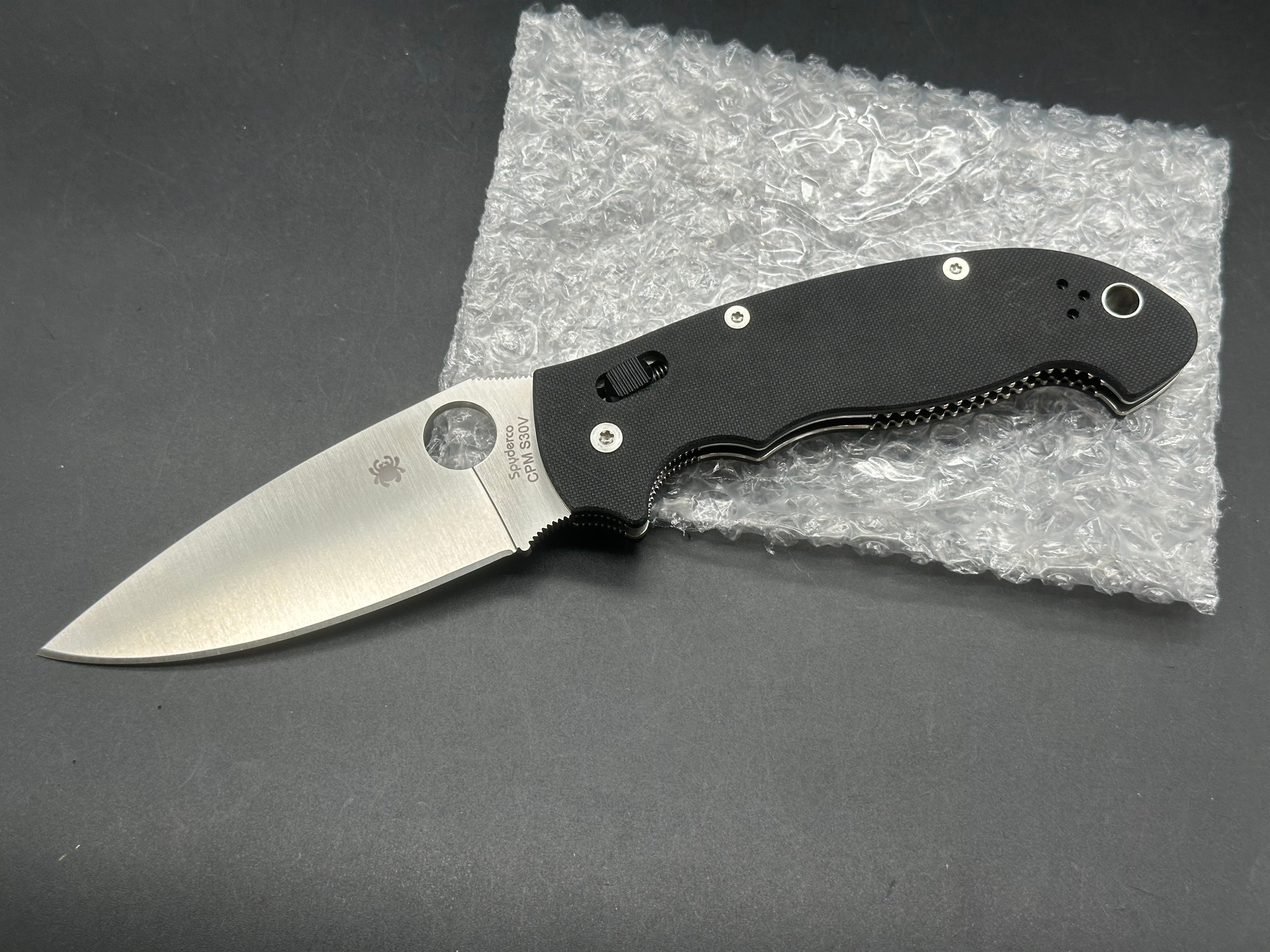 Spyderco Manix XL Folding Knife - Black G10 Handle, CPM-S30V Steel Blade, Lightweight EDC Pocket Knife for Outdoor Camping, Hiking & Survival Gear