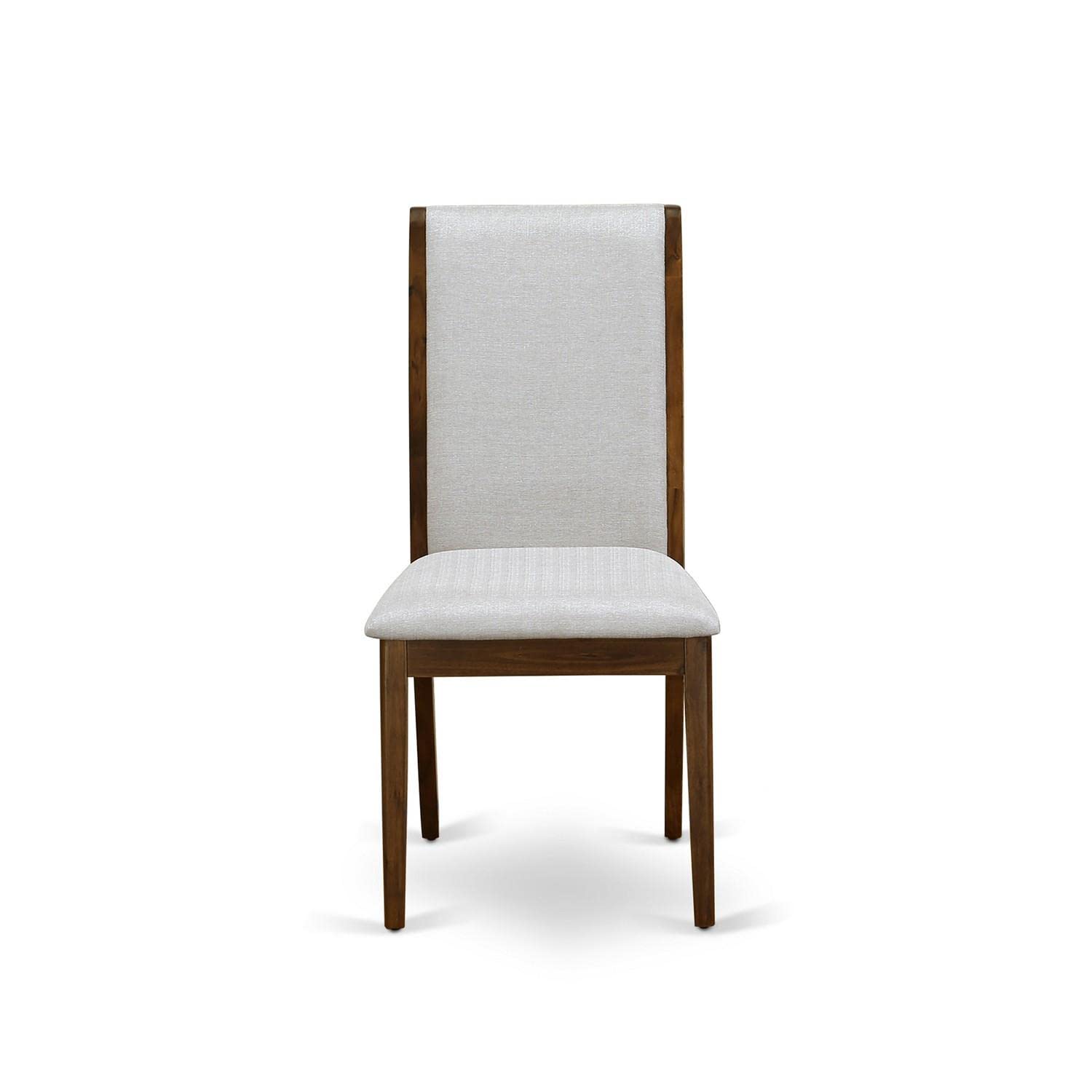 East West Furniture LAP8T05 Lancy Parson Dining Room Chairs - Set of 2 Grey Linen Upholstered Chairs with Walnut Legs for Elegant Dining Room & Kitchen Decor