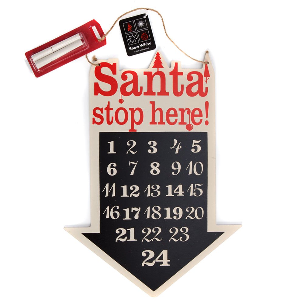 eBuyGB Countdown To Christmas Arrow Blackboard Advent Calendar with White Chalk - Perfect for Holiday Classroom Decor, Home Christmas Countdown & Festive Party Planning