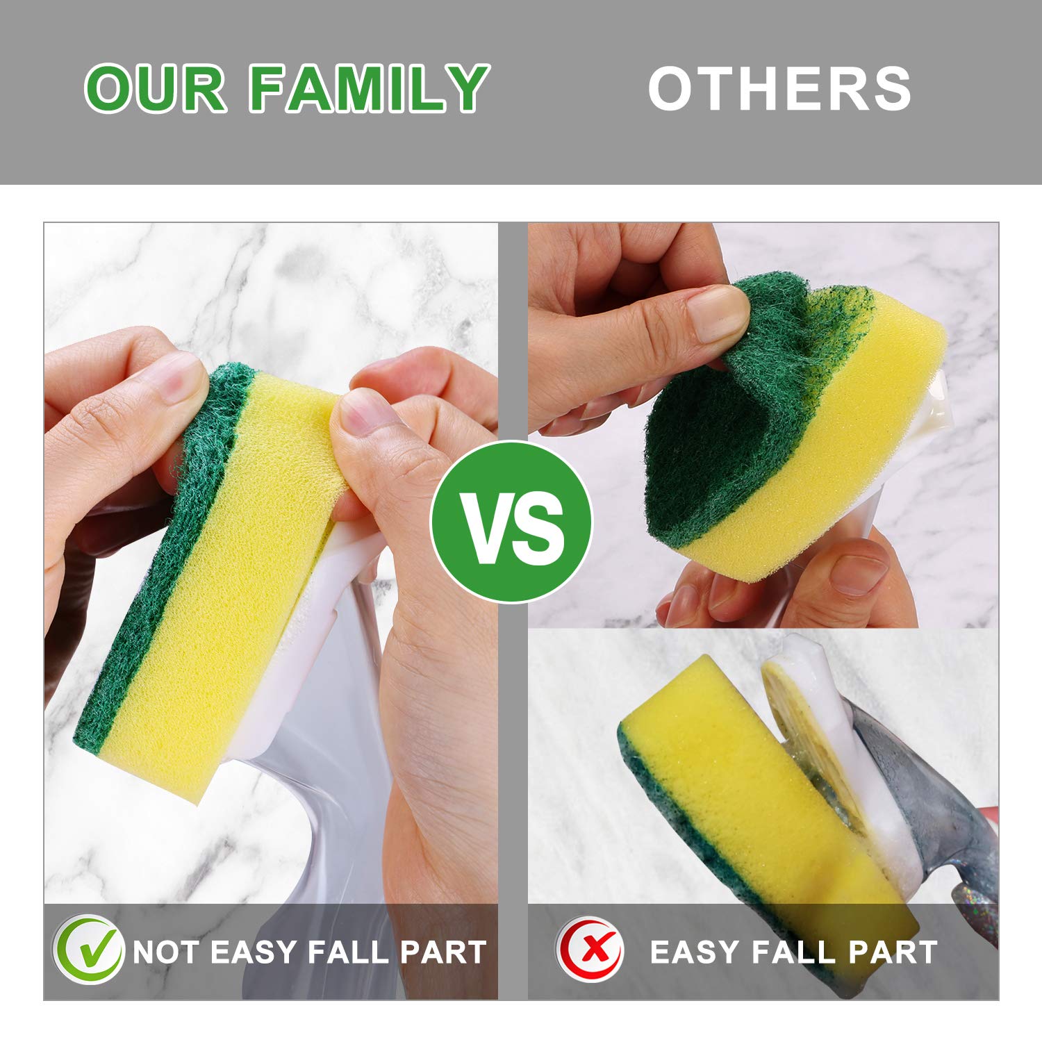 8-Pack Dish Wand Sponge Refills - Kitchen Cleaning Brush Heads for Sinks & Dishes
