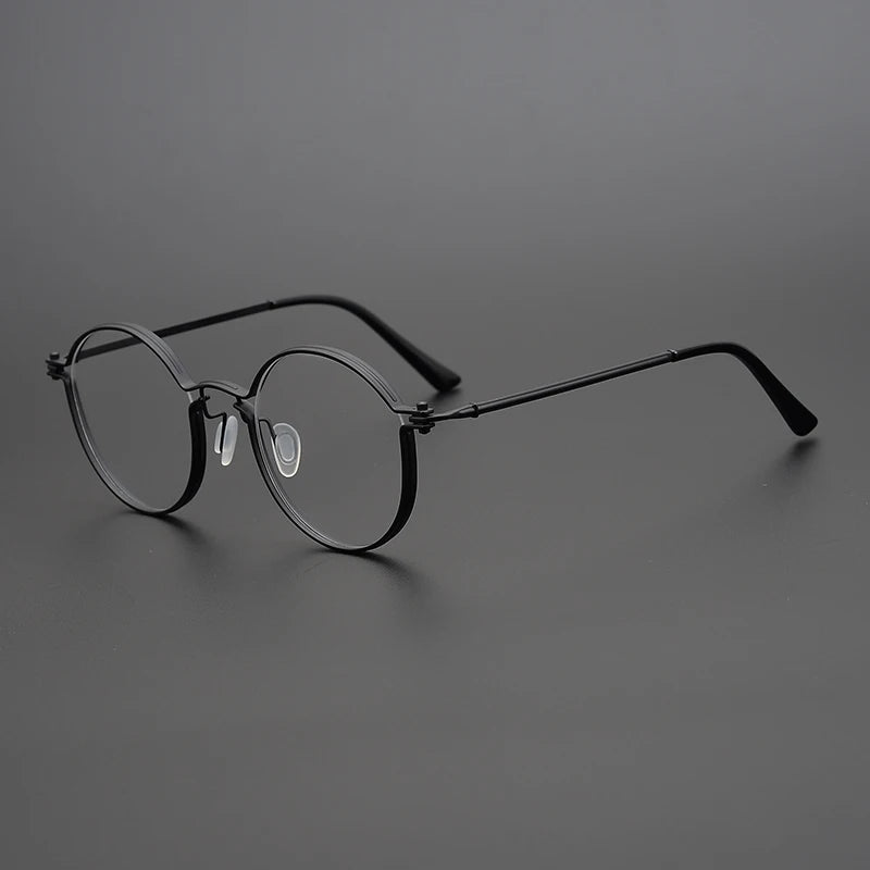 Stylish Black Unisex Full Rim Round Titanium Acetate Eyeglasses TV002 - Perfect for Reading, Work & Everyday Fashion