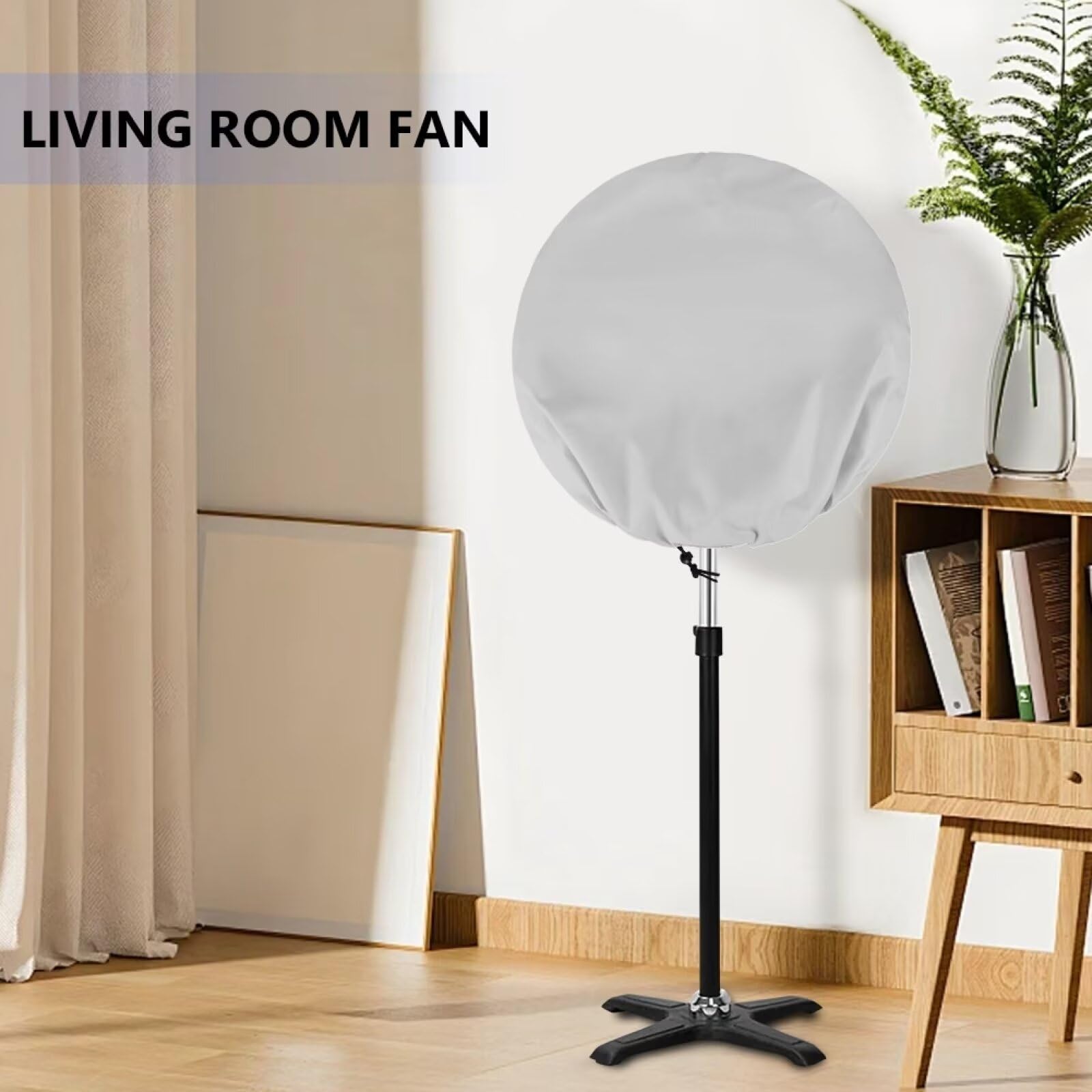 Light Gray Waterproof Dustproof Industrial Drum Fan Cover for Floor Fans - Perfect for Factory, Office, and Warehouse Use
