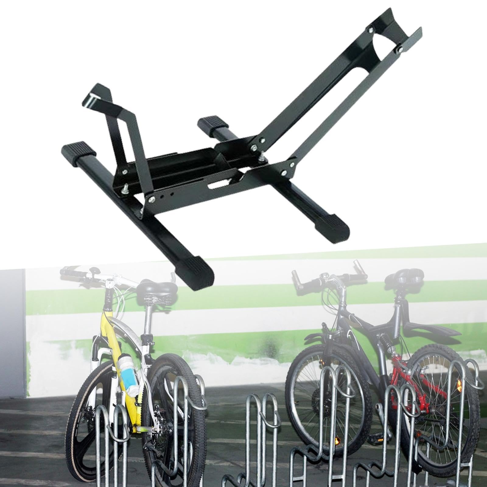SM SunniMix Bike Floor Stand - Heavy Duty Black Steel Bicycle Parking Rack & Storage Holder for Mountain/Road Bikes - Space Saving Bike Organizer for Garage, Home, or Outdoor Use