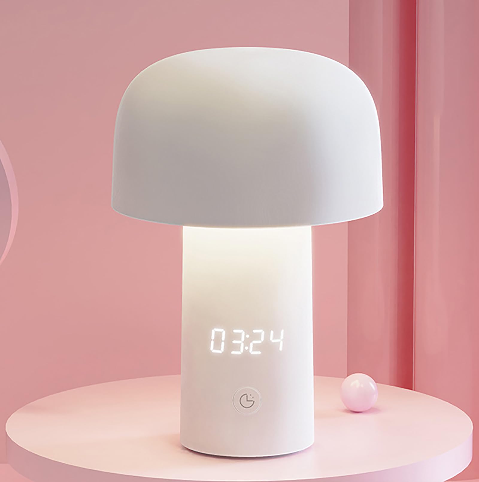 Wireless Mushroom Lamp with Touch Control - 3 Color Changing LED Night Light, Adjustable Brightness for Bedroom, Living Room, Office, Camping & Outdoor Use - Perfect Mood Lighting for Relaxation & Decor (White)