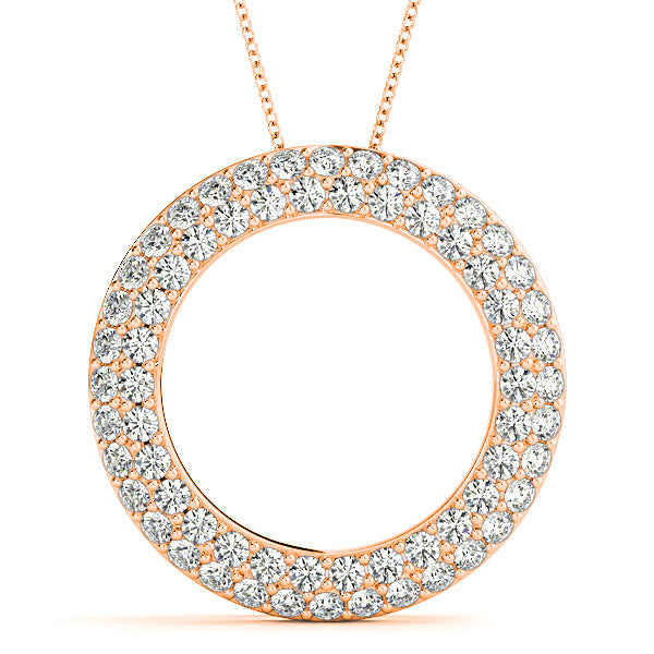 1.00 CTW Diamond Double Row Pave Circle Pendant Necklace - Elegant Jewelry for Women, Perfect for Weddings, Anniversaries & Special Occasions
