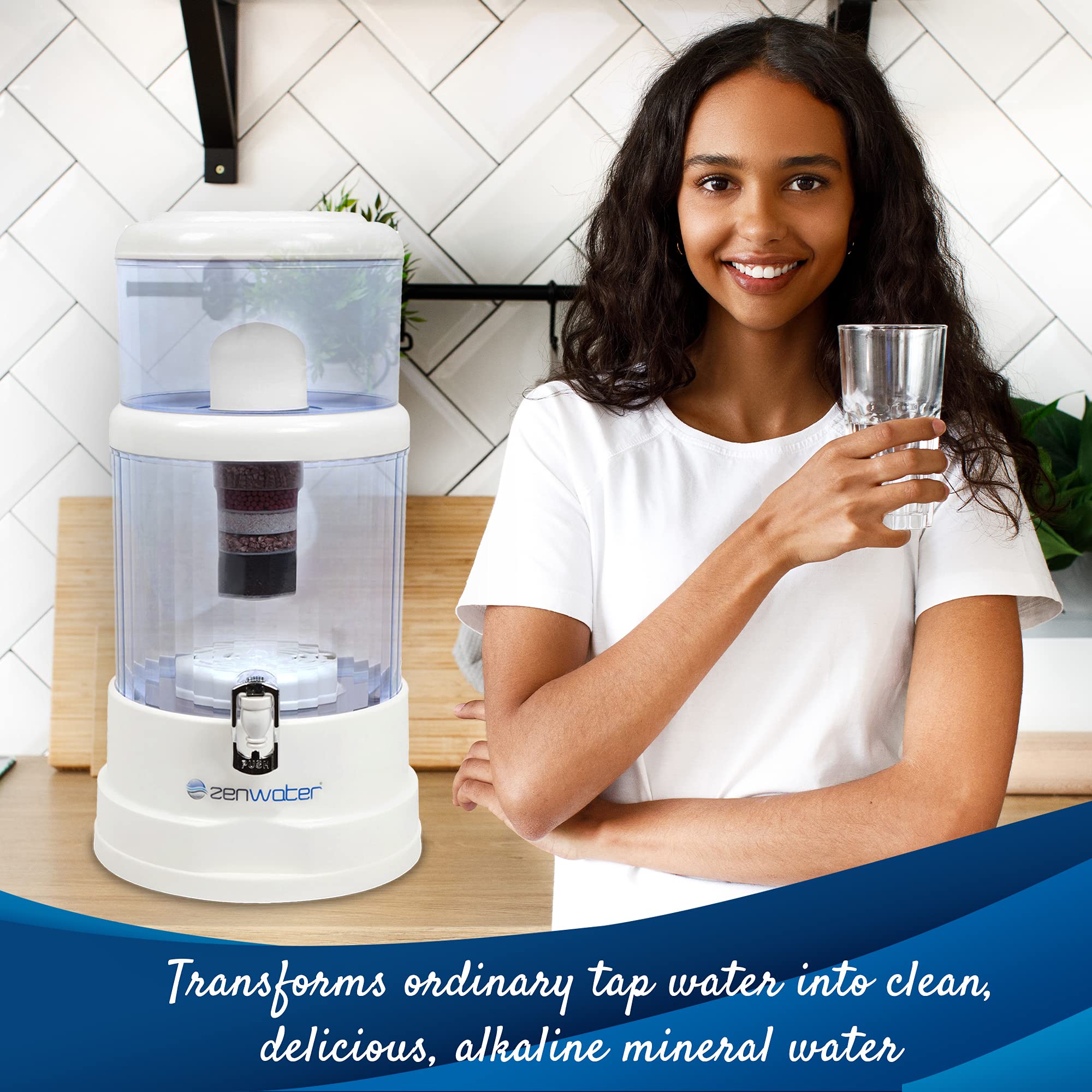 Gravity Water Filter System - Portable Countertop Alkaline Water Purifier with 4 Gallon Capacity | Home, Office, Camping & Emergency Use