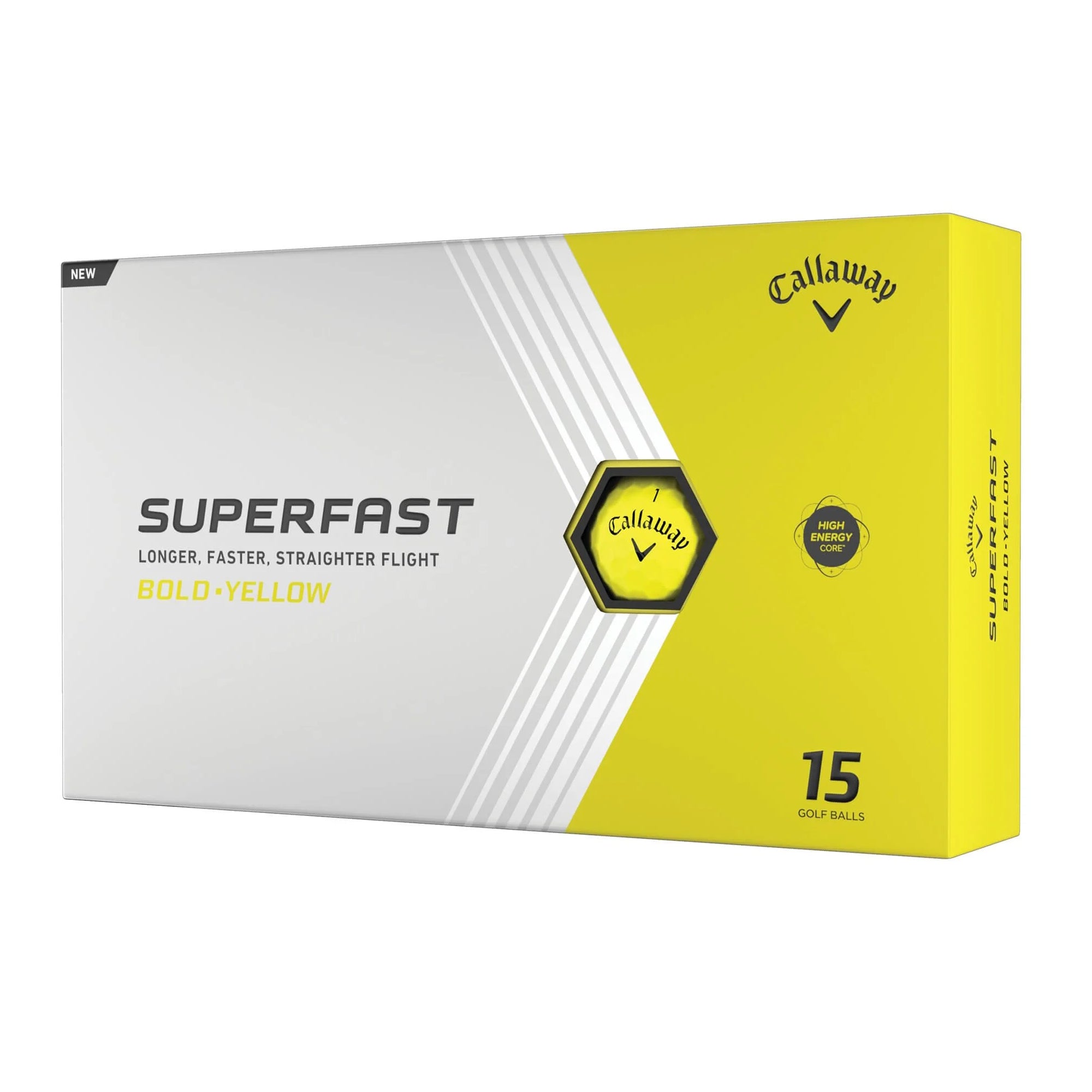 Callaway SuperFast Bold Yellow Golf Balls 2025 - 15 Pack | High-Visibility Long Distance Golf Balls for Men & Women | Perfect for Tournaments, Driving Range & Low Light Conditions