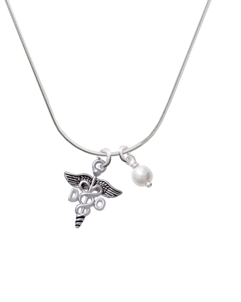 Delight Silvertone Caduceus Crystal Necklace - 18