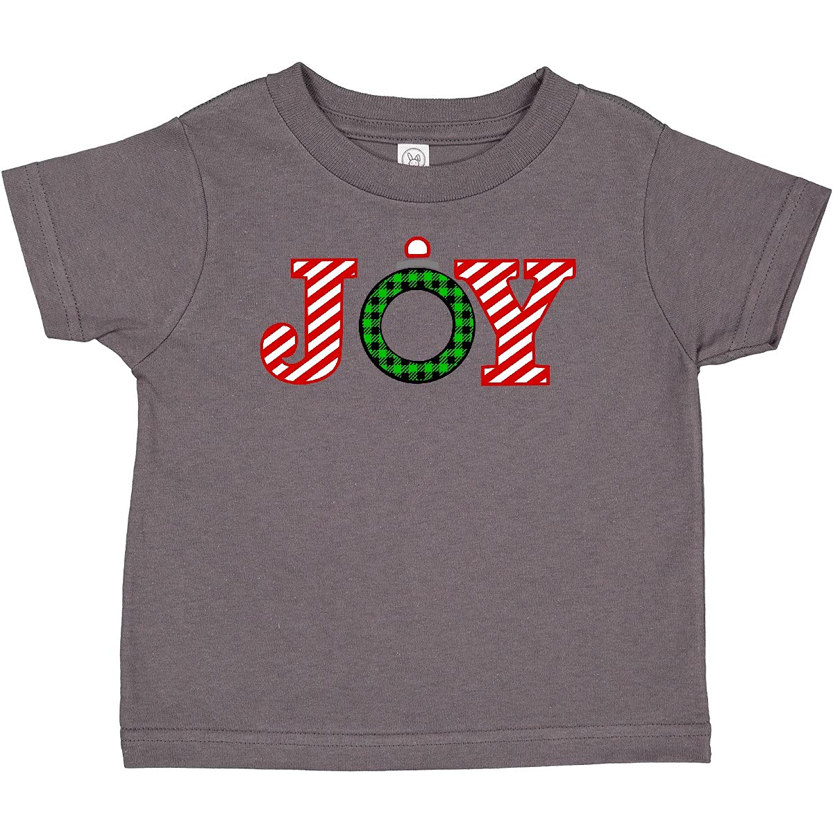Inktastic Joy Christmas Ornament with Candy Cane Stripes Baby T-Shirt - Festive Holiday Outfit for Infants & Toddlers - Perfect for Christmas Photos, Family Gatherings & Holiday Parties