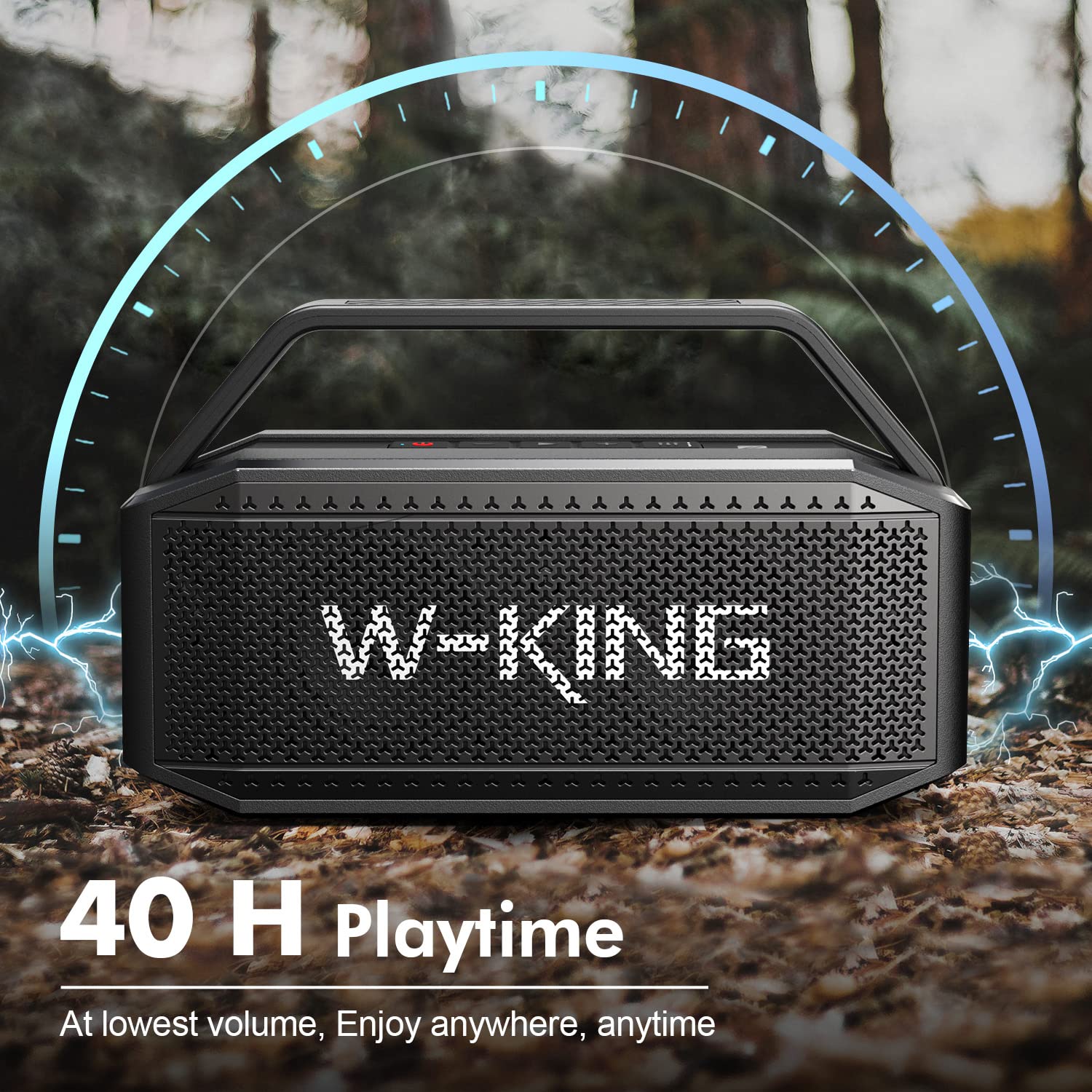 W-KING 100W Portable Bluetooth Speaker - Wireless Outdoor Waterproof Loud Boombox with Dual Subwoofers, 60W Bass, 40H Playtime, Power Bank, TF/AUX/EQ - Perfect for Pool Parties, Camping & Beach Outings