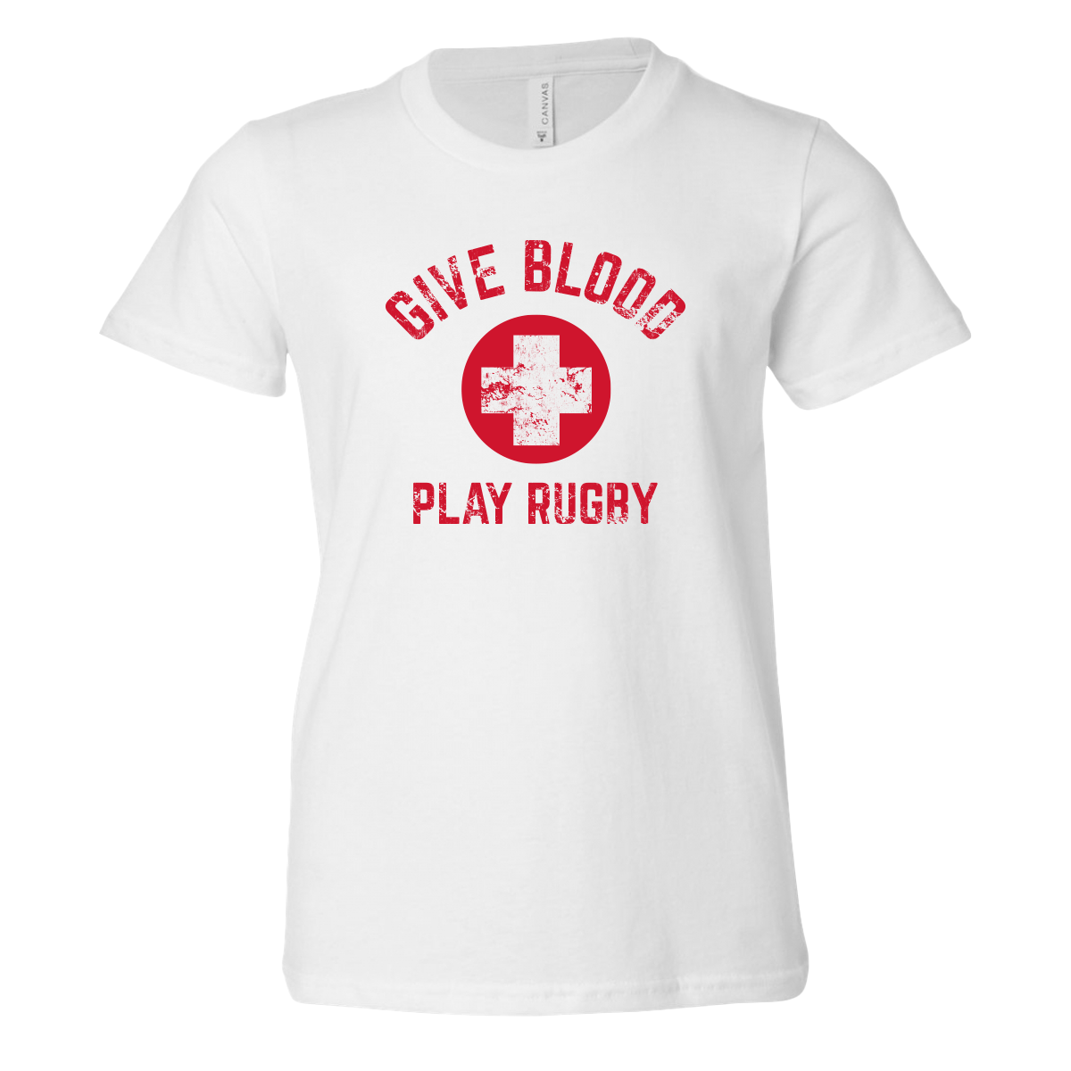 Give Blood Play Rugby Youth T-Shirt - Soft Cotton Rugby Tee for Boys & Girls - Perfect for Rugby Games, Sports Events & Casual Wear
