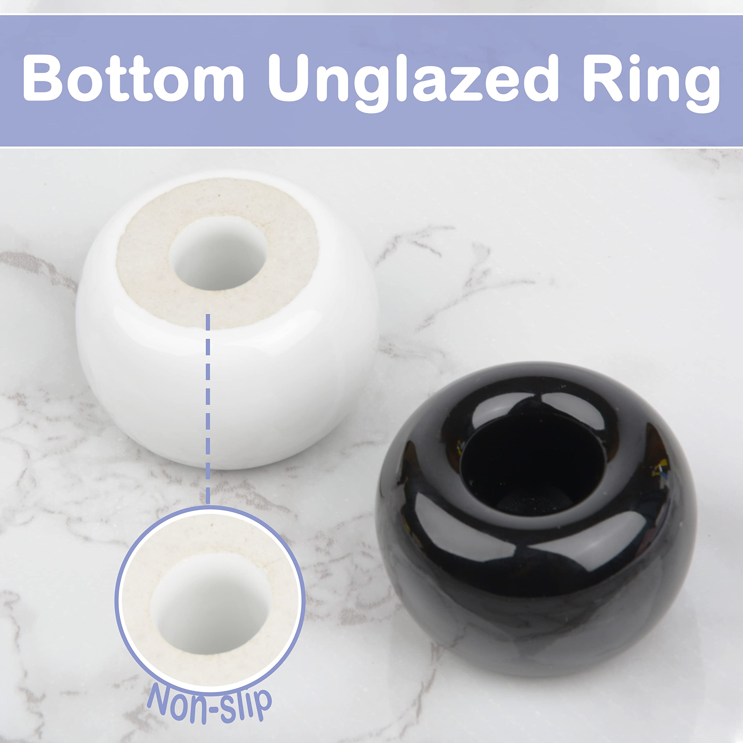 Ceramic Toothbrush Holder Set - 4-Piece Bathroom Organizer for Couples, Kids & Shavers - Durable Black & White Countertop Storage - Perfect for Bathroom Vanity, Sink Counter or Writing Desk