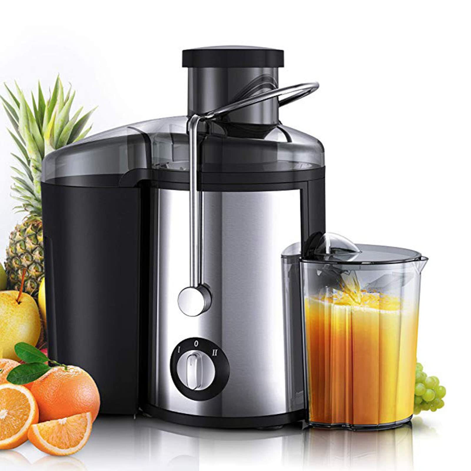 800W High-Power Juicer Machine - Stainless Steel Big Mouth Electric Juicer Extractor - No Pomace Fiber Residue - Easy to Disassemble & Clean - Citrus Juicer for Fruits & Vegetables - Perfect for Healthy Smoothies, Detox Drinks & Family Breakfast