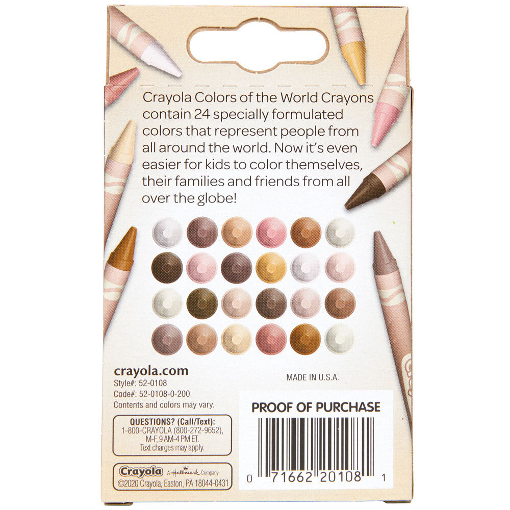 24-Piece Crayola Colors of the World Crayons Set for Kids Ages 3+ - Perfect for Classroom, Homeschooling & Multicultural Art Projects