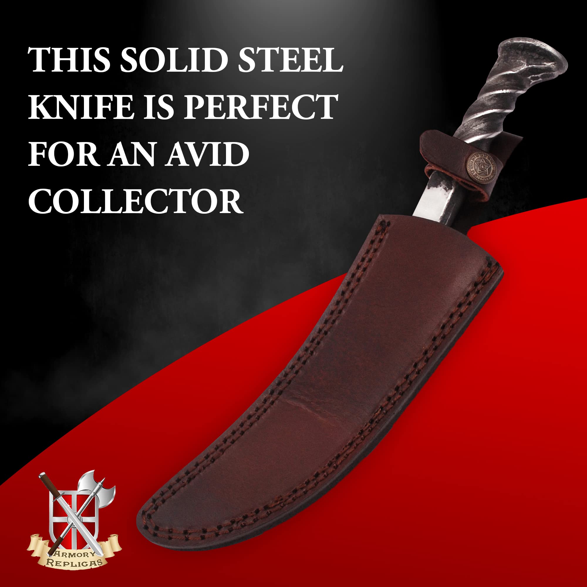 Armory Replicas Railroad Ruffian Functional Trailing Point Railroad Spike Knife - Durable Outdoor Survival Tool for Camping, Hunting & Bushcraft