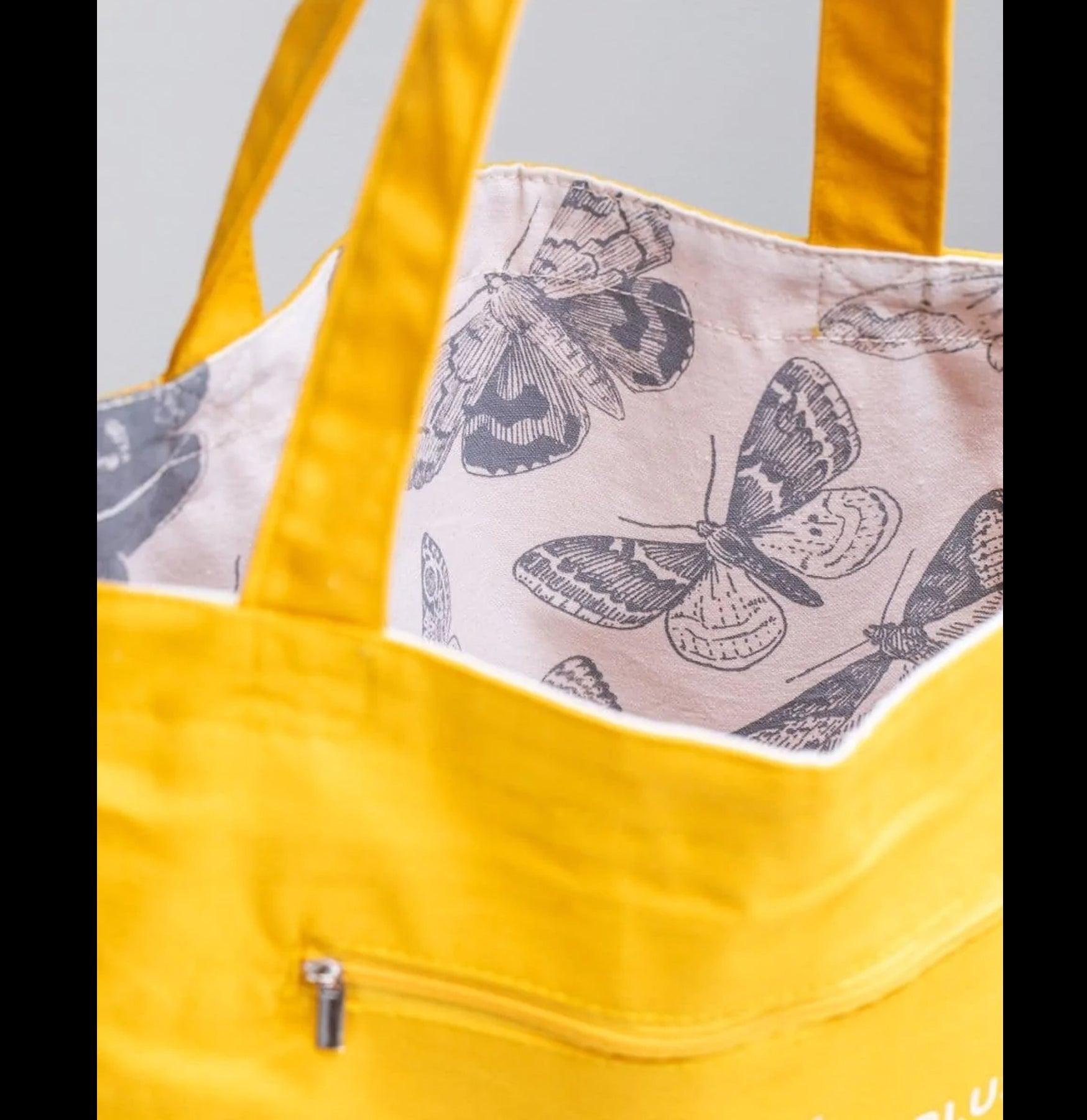 Eco-Friendly Moth Print Canvas Tote Bag - Reusable Grocery Shopping & Beach Tote for Women - Perfect for Work, Travel & Daily Use