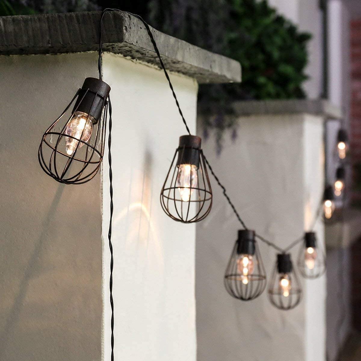 Solar Powered String Lights - 10 LED Vintage Bulbs with Metal Shade for Outdoor Garden, Patio, Porch & Cafe Decor | Weatherproof Fairy Lights for Romantic Ambiance, Wedding & Party Lighting
