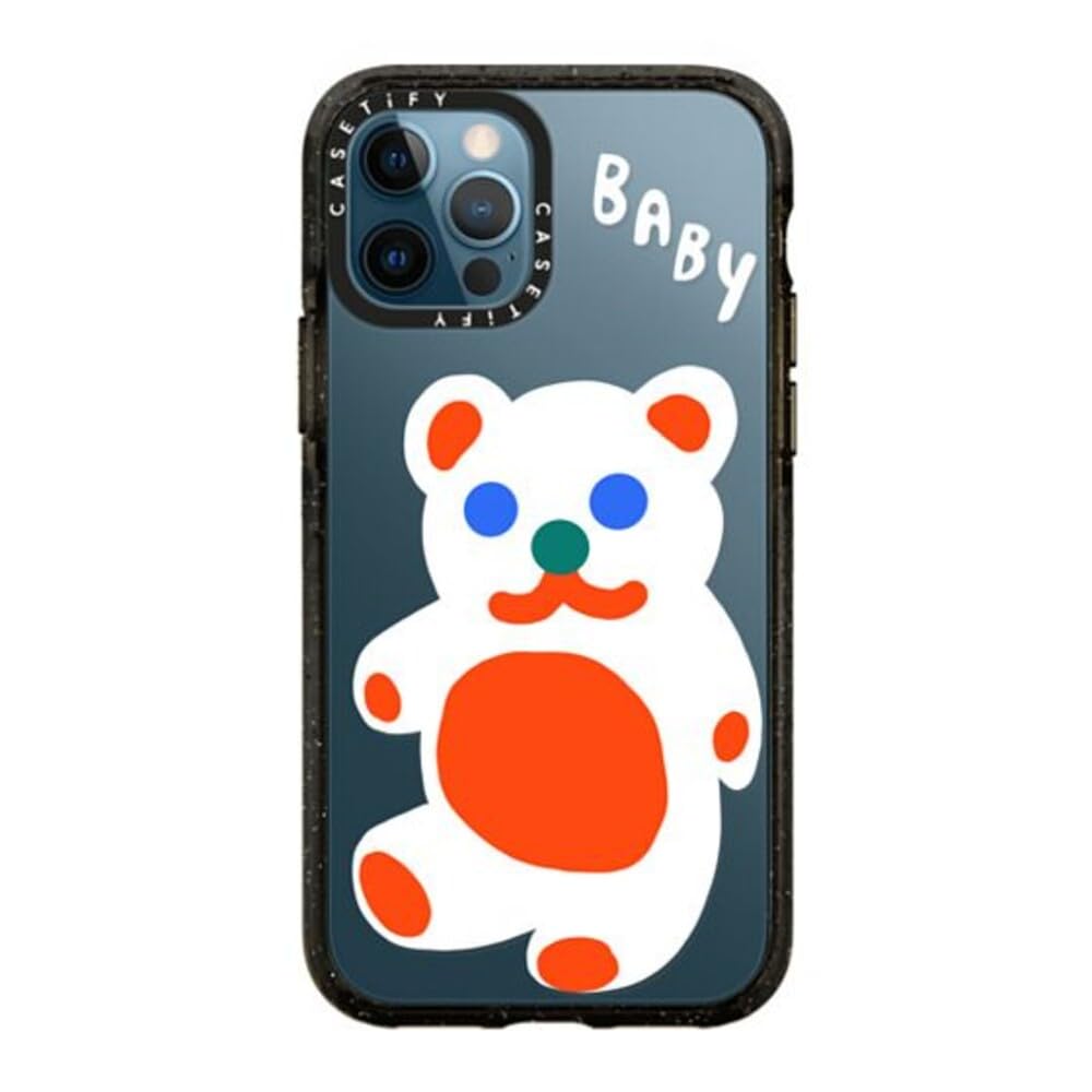 CASETiFY Impact Case for iPhone 12 & iPhone 12 Pro - Baby Bear Design by Katie Benn - Clear Black Protective Phone Cover - Perfect for Everyday Use & Gift Giving