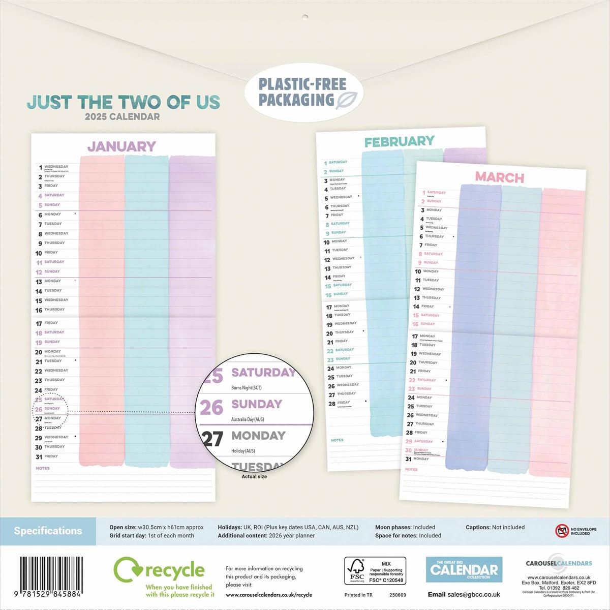 Just the Two of Us Planner Wall Calendar 2025 - Couples Planning & Romantic Date Tracker - Perfect for Anniversaries, Valentine's Day & Relationship Goals