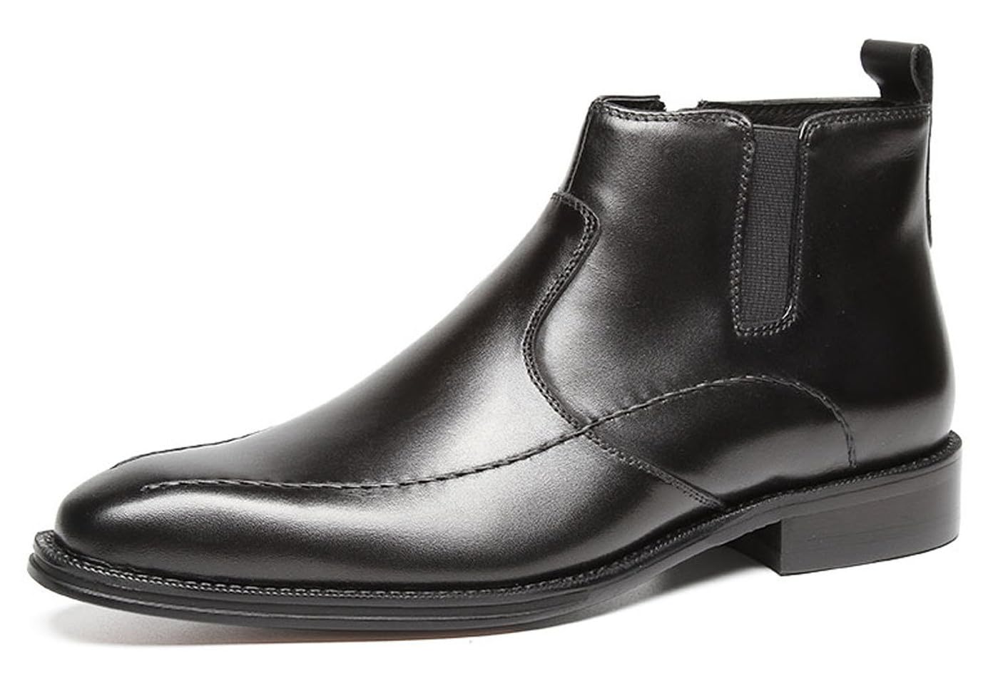 Santimon Men's Leather Chelsea Boots with Zipper - Ankle Dress Boots for Men in Black & Tan - Perfect for Office, Casual & Formal Occasions