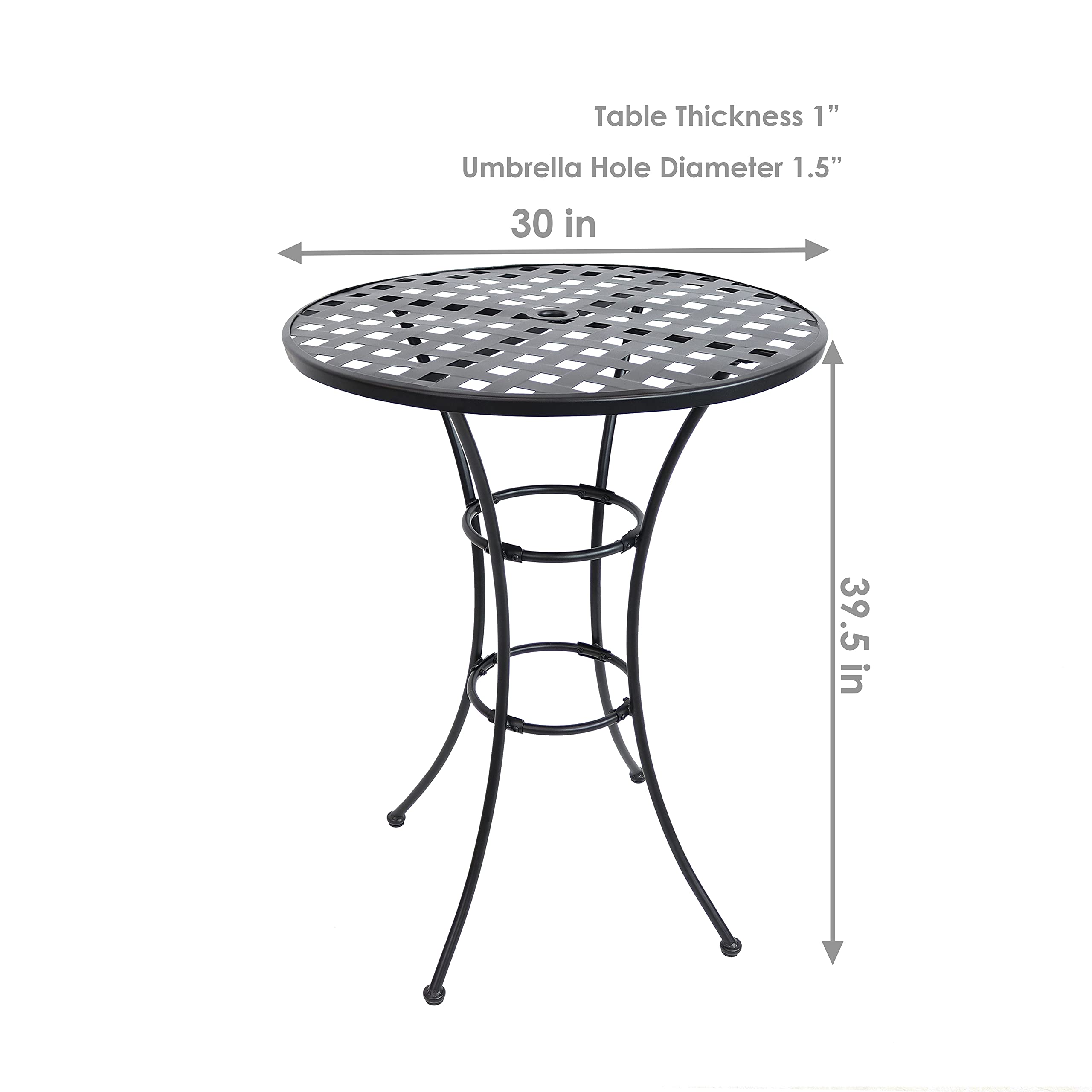 Elegant Black Wrought Iron Bar Table - 30-Inch Round Dining Table 39.5