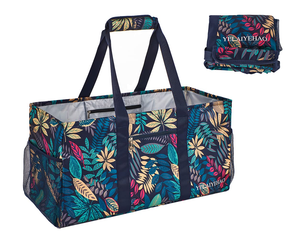 YELAIYEHAO Large Foldable Tote Bag - Heavy Duty Reusable Shopping Bag for Groceries, Beach, Pool, Gym, Travel & Laundry | Collapsible Storage Organizer for Picnic, Camping & Daily Use