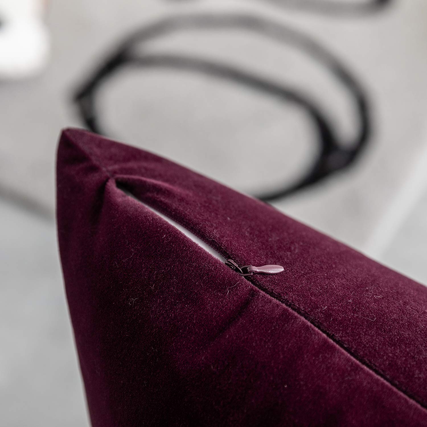 2 Pack Soft Velvet Throw Pillow Covers 16x16 Inches - Burgundy Decorative Cushion Cases for Sofa, Couch, Bed & Home Decor - Perfect for Living Room, Bedroom, Dorm and Office