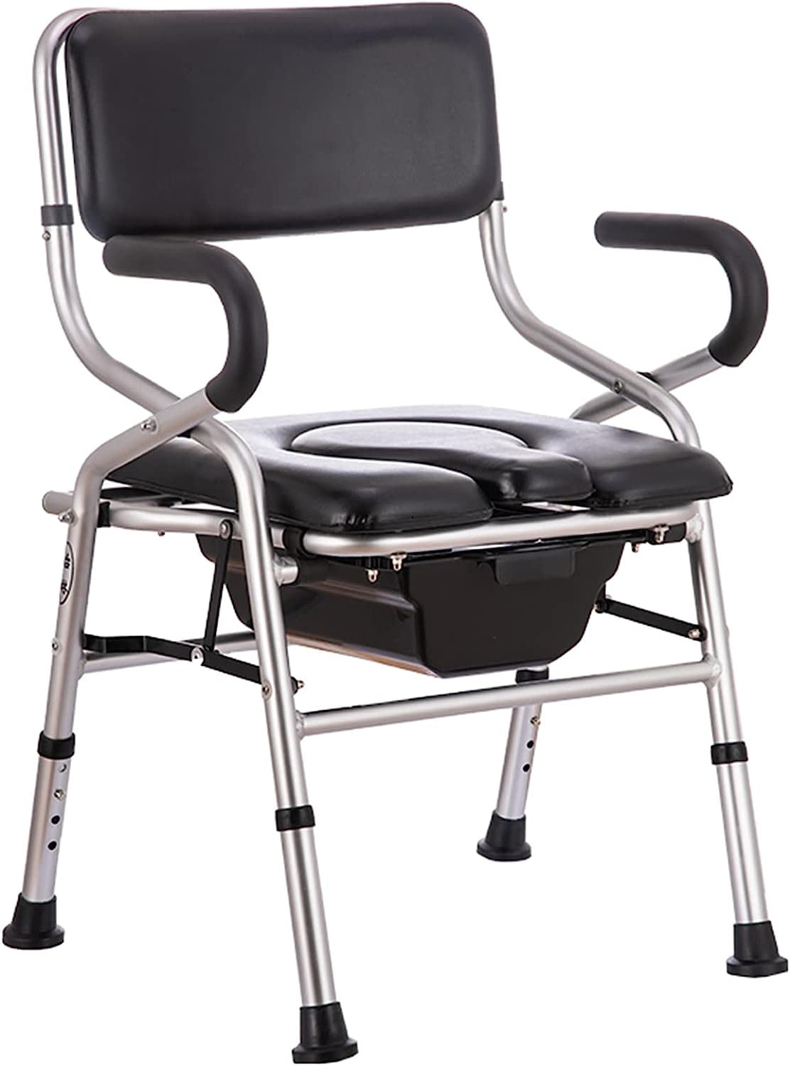 Heavy-Duty Portable Folding Toilet Chair with Removable Seat Pad - Built-In Commode for Elderly & Disabled - Ideal for Home Care, Travel & Post-Surgery Recovery