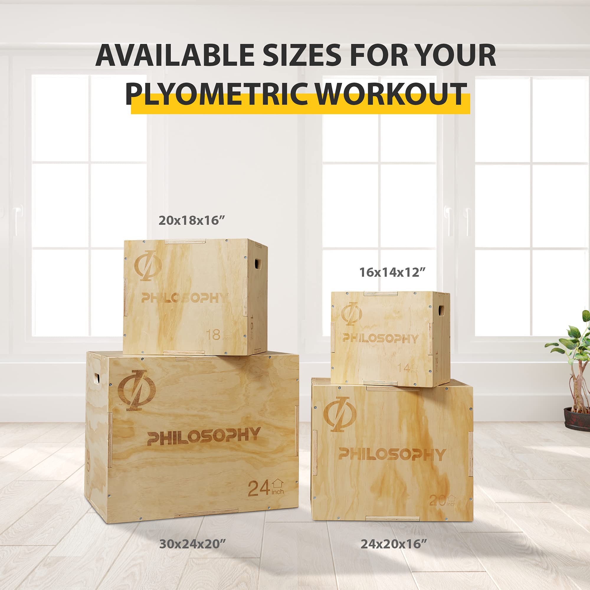 Premium 3-in-1 Wood Plyometric Box for CrossFit, HIIT & Home Workouts - Adjustable Jump Training Box for Strength & Conditioning - Perfect for Gym, Garage & Outdoor Fitness Training
