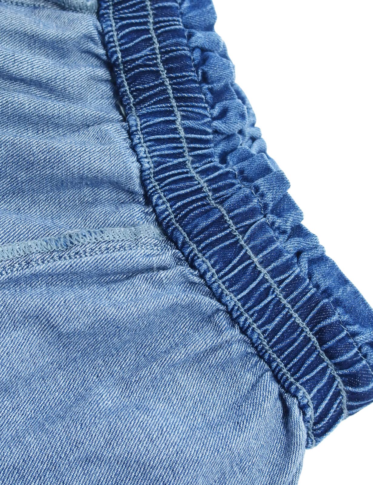 KIDSCOOL SPACE Girls Thin Denim Pants - Stretchy Wide-Leg Jeans with Ribbed Elastic Waistband | Comfortable & Stylish for School, Play & Everyday Wear