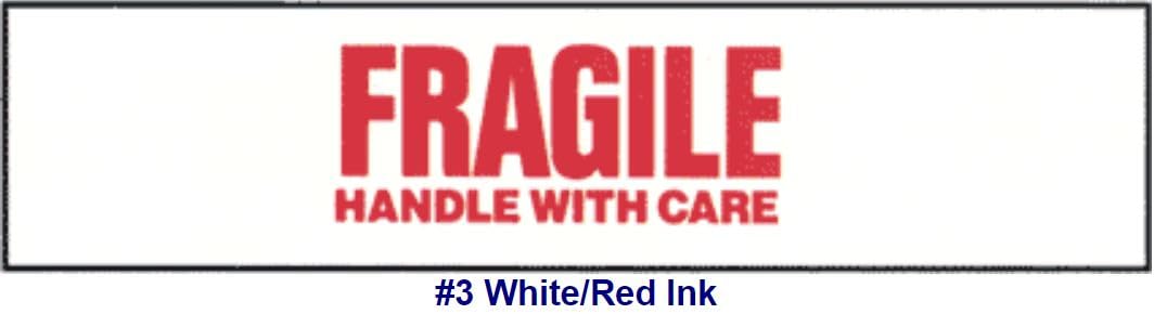 Fragile Handle with Care Printed Tape 3 Inch Wide x 3000 Feet - 4 Pack Machine Rolls for Shipping Boxes & Package Protection