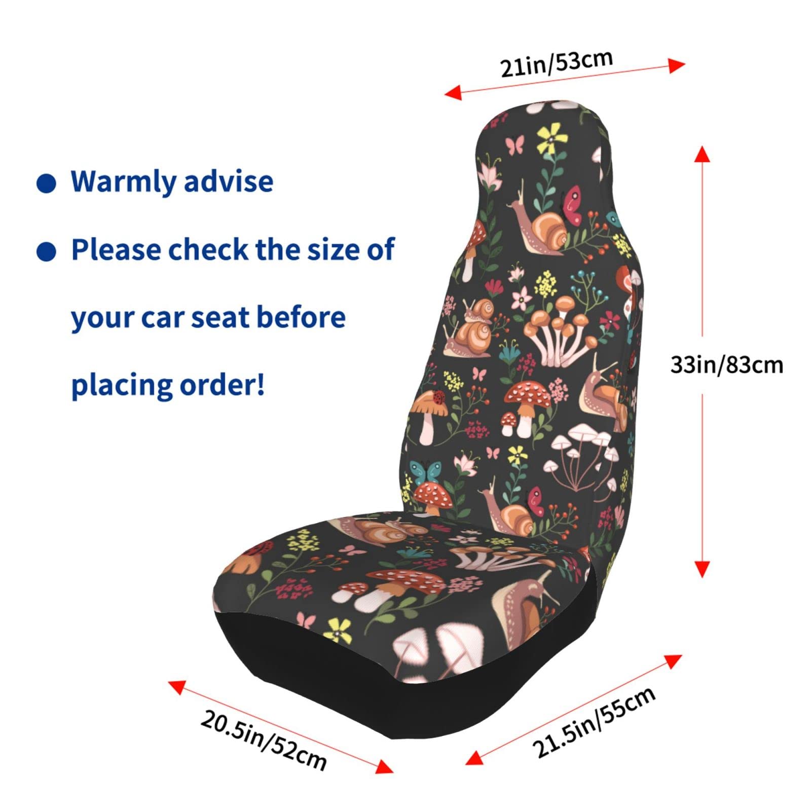 Universal Mushroom Snails Butterfly Flower Car Seat Covers (2-Piece Set) - Front Seat Protector Cushion for Cars, SUVs, Sedans & Trucks | Waterproof & Anti-Slip Auto Decor for Daily Commute & Road Trips