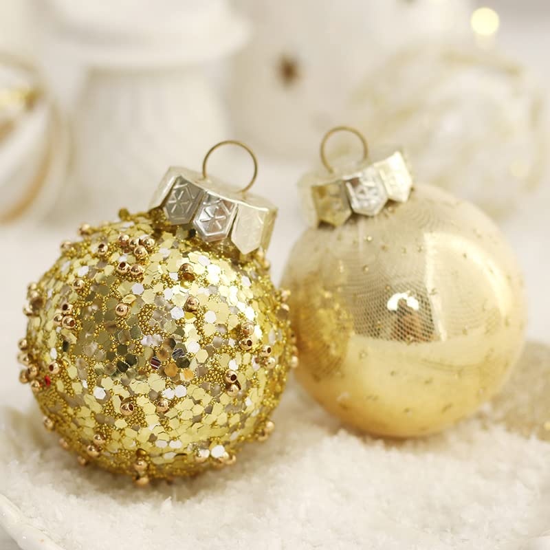 GARVEE 25-Pack Shatterproof Christmas Tree Ornaments - 2.4 Inch Clear PET Plastic Decorative Balls with Champagne Gold Finish for Holiday, Wedding & Christmas Tree Decorations - Perfect for Home, Office, and Party Decor