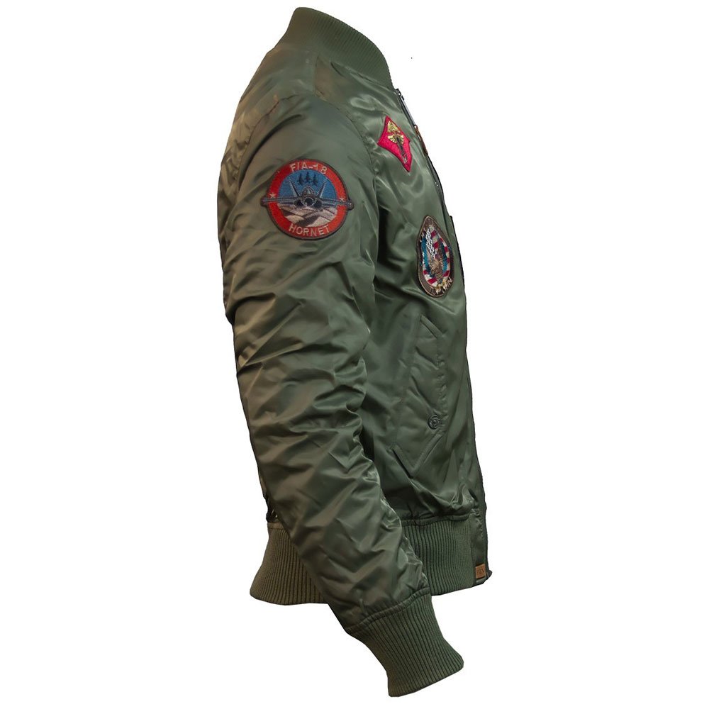 Top Gun® MA-1 Nylon Bomber Jacket with Military Patches - Stylish Aviator Flight Jacket for Men | Perfect for Casual Wear, Motorcycle Riding & Outdoor Adventures