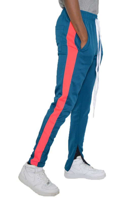 Men's Single Stripe Track Pants - Comfortable Athletic Joggers for Running, Gym & Casual Wear | Lightweight Breathable Workout Pants