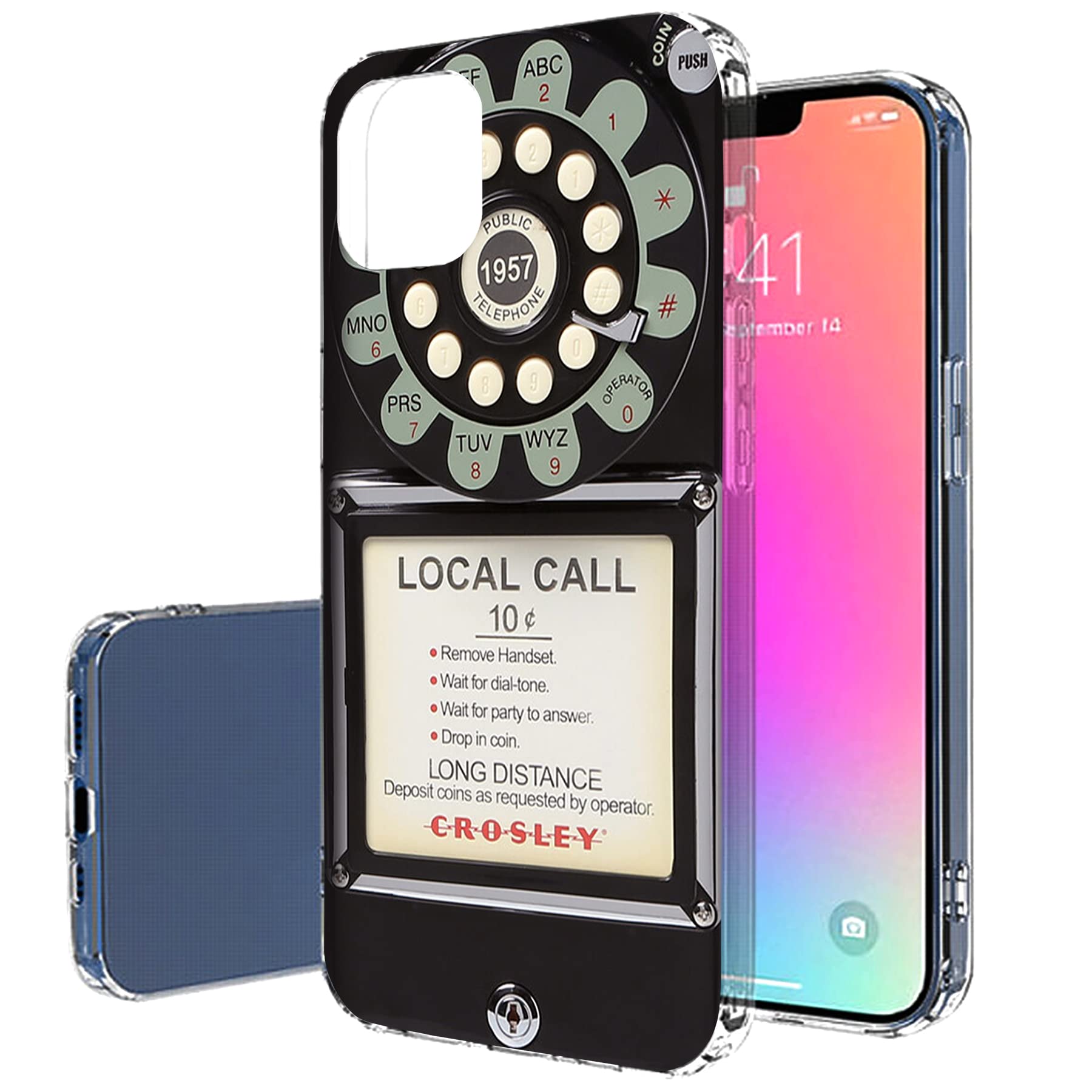 Slim Thin Gel TPU Case for Apple iPhone 13 Pro Max - Retro Payphone Design, Lightweight Flexible Soft Cover, Anti-Scratch Protection, Made in USA - Perfect for Everyday Use, Travel & Style Protection