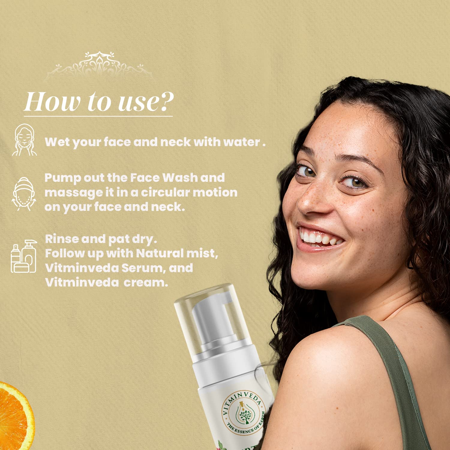 VITMINVEDA Natural UBTAN Foaming Face Wash with Niacinamide - 100ml Deep Cleansing for Brightening & Anti-Aging | Gentle Daily Facial Cleanser for Glowing Skin & Reducing Fine Lines | Perfect for Morning & Night Skincare Routine