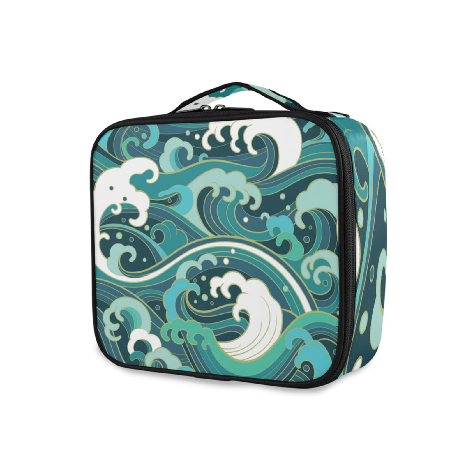 Large Makeup Bag Organizer for Women - Adjustable Cosmetic Case with Dividers & Multiple Compartments (9.8×8.9×3.6 in) - Perfect Travel Makeup Bag for Cosmetics, Brushes & Toiletries - Turquoise Color - Ideal for Vacation, Gym & Daily Use