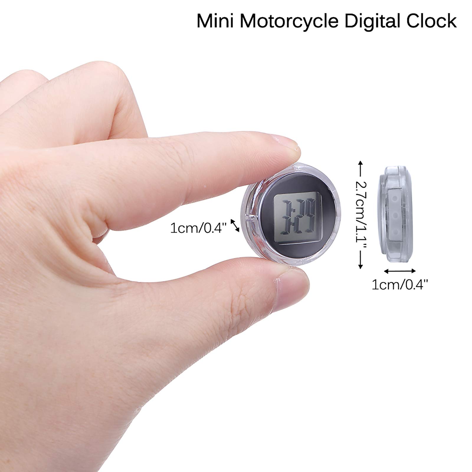 POWSTRO K Motorcycle Clock - Universal Waterproof Digital Clock for Harley Honda Yamaha - Handlebar Mount Stick-On Motorbike Accessory - Perfect for Street Bikes Cruisers & Road Trips
