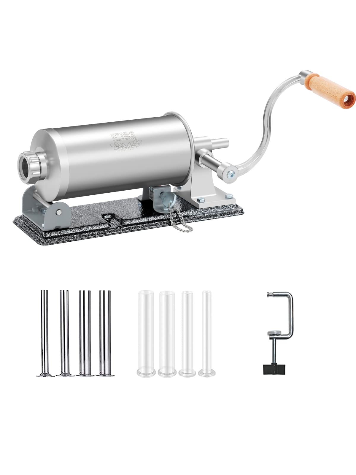 Stainless Steel Manual Sausage Stuffer - 2.5LBS Horizontal Meat Filler with 8 Stuffing Tubes for Homemade Sausage Making | Perfect for Kitchen, BBQ Parties, Camping & Food Preparation