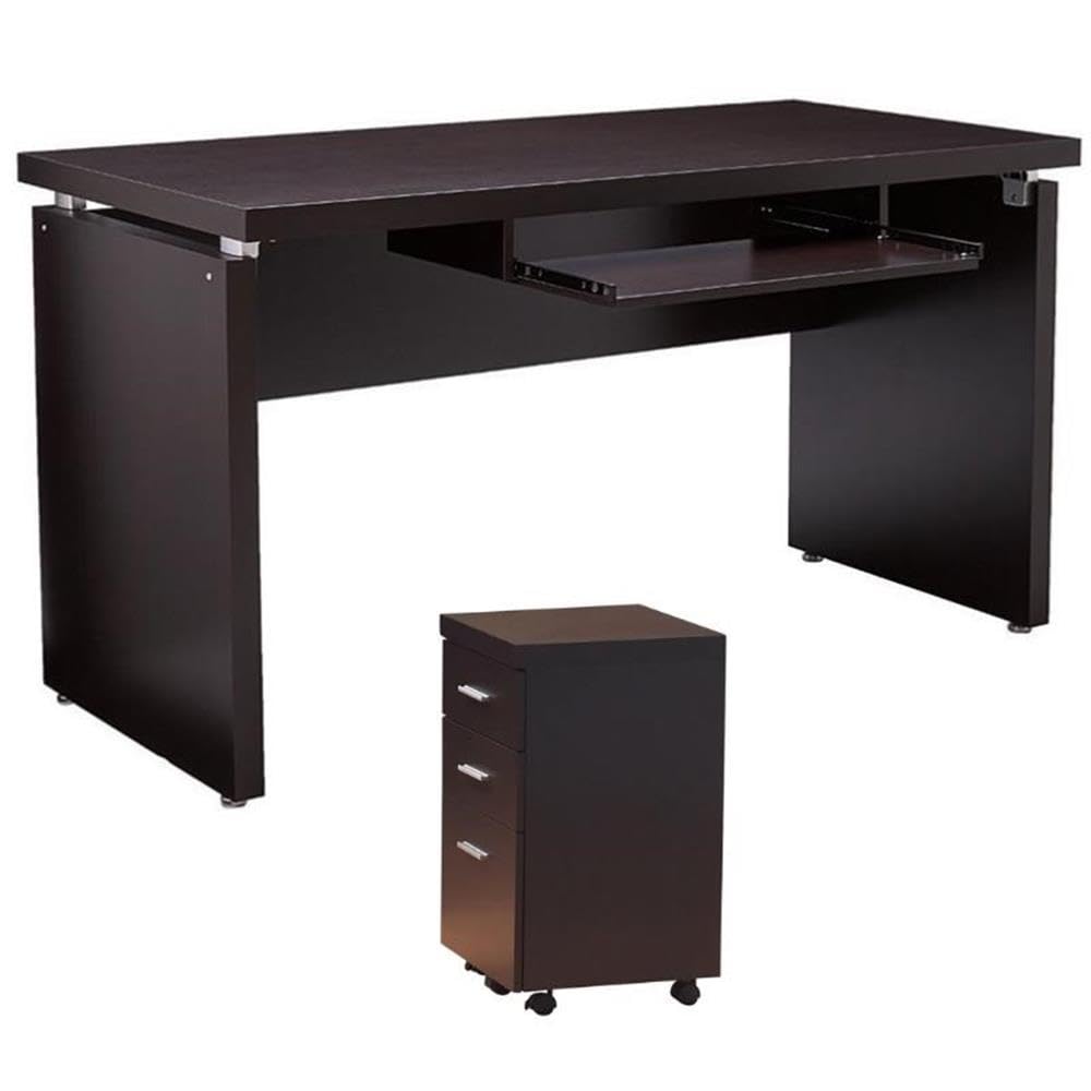 Home Square 2-Piece Office Furniture Set - Writing Desk with Mobile File Cabinet for Home Office, Study Room & Small Spaces