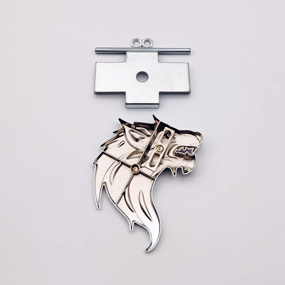 Premium 3D Chrome Metal Wolf Head Logo Car Front Grille Emblem - Left Side Silver Racing Sport Turbo Auto Accessory | Perfect for Customizing Muscle Cars, Trucks & SUVs