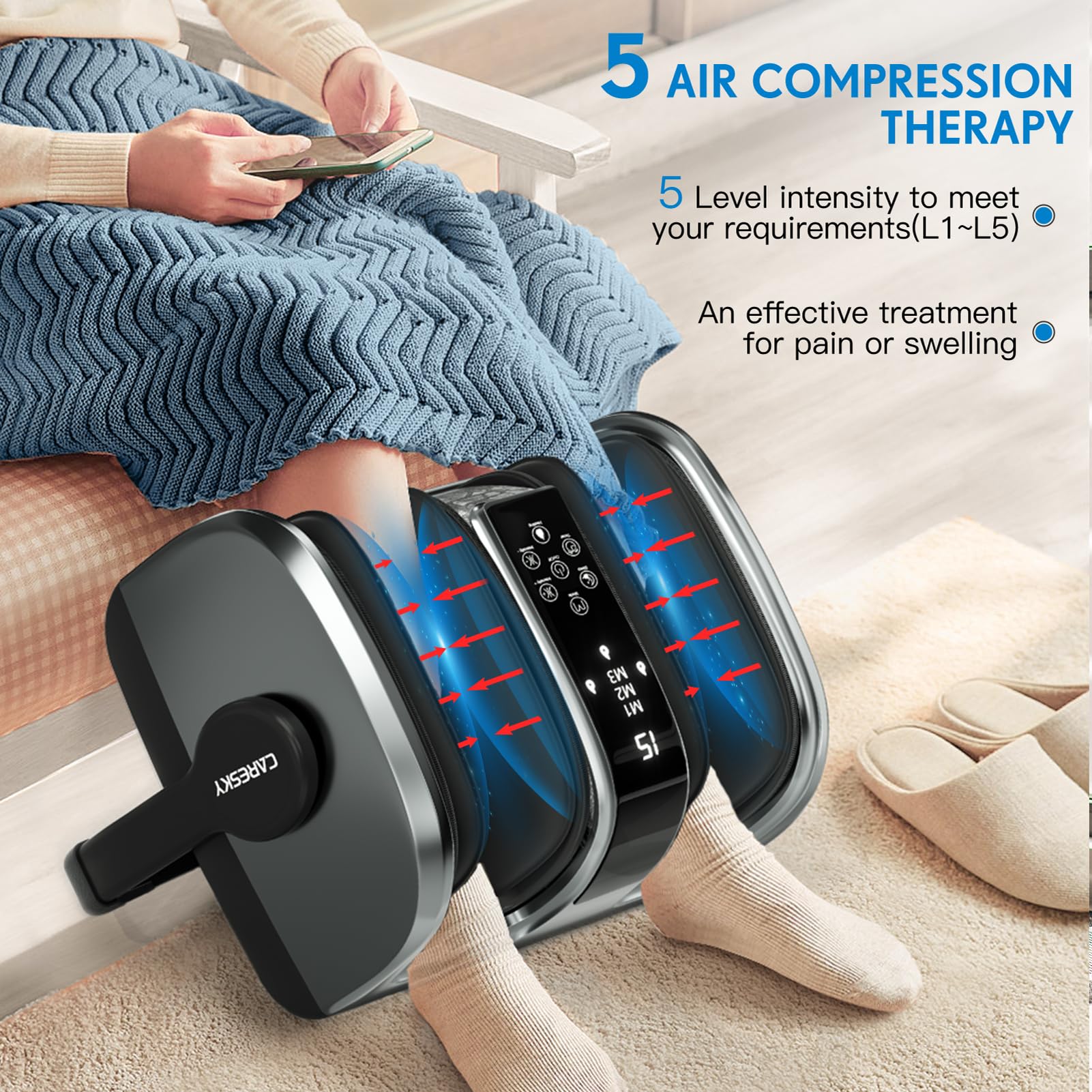 HSA FSA Eligible Shiatsu Foot Massager with Heat Therapy - 5 Intensity Deep Kneading & Rolling for Pain Relief, Neuropathy, Plantar Fasciitis - Perfect for Calf, Leg & Arm Relaxation at Home or Office