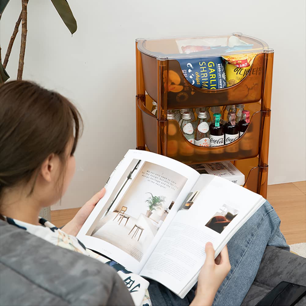 3-Tier Acrylic Rolling Cart with Wheels & Drawers - Mobile Storage Organizer for Home & Office
