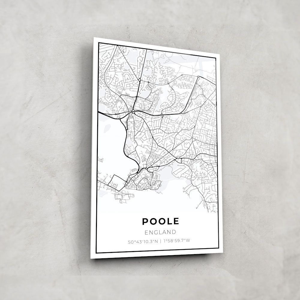 Poole Map Glass Wall Art - Vintage Coastal Decor for Living Room, Office & Bedroom - Perfect Home & Gift Idea