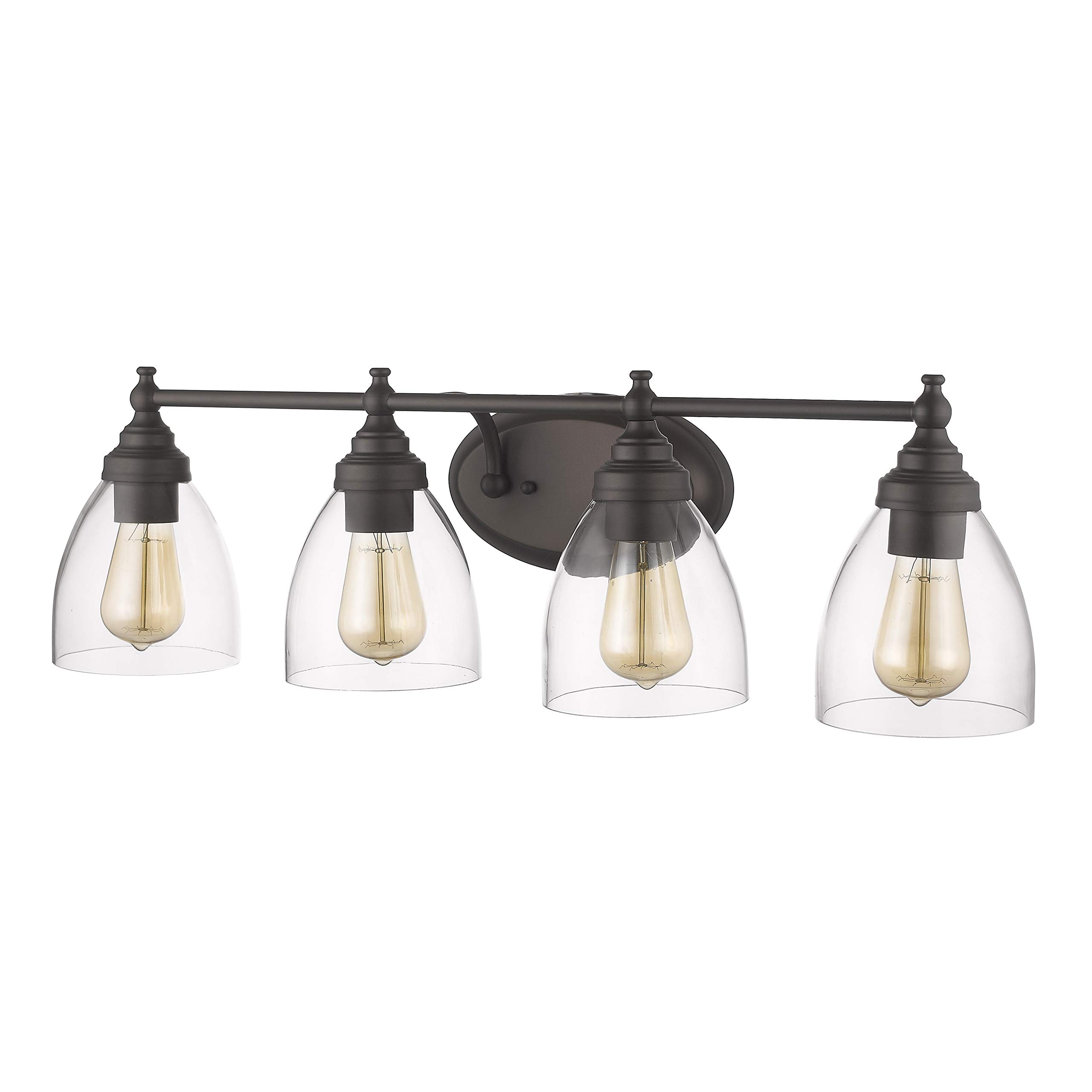 Rubbed Bronze 4-Light Bathroom Vanity Light with Clear Glass, 30
