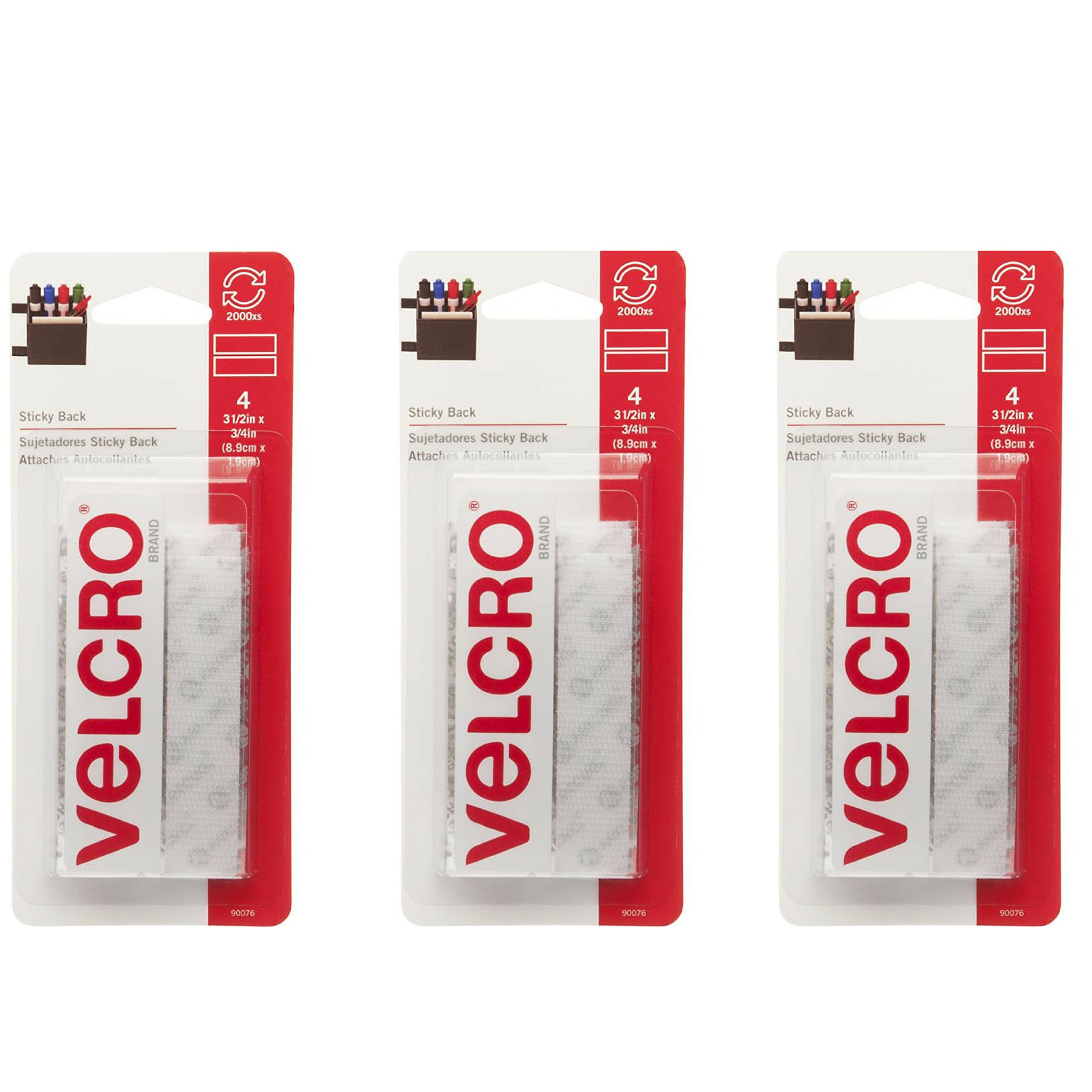 3-Pack White Velcro Strips with Strong Adhesive - Perfect for Organizing Cables, DIY Projects, and Home Office Use