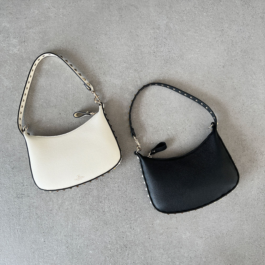 Valentino Rockstud Mini Hobo Bag - Black Leather Crossbody Purse for Women | Perfect for Evening Out, Date Night & Travel
