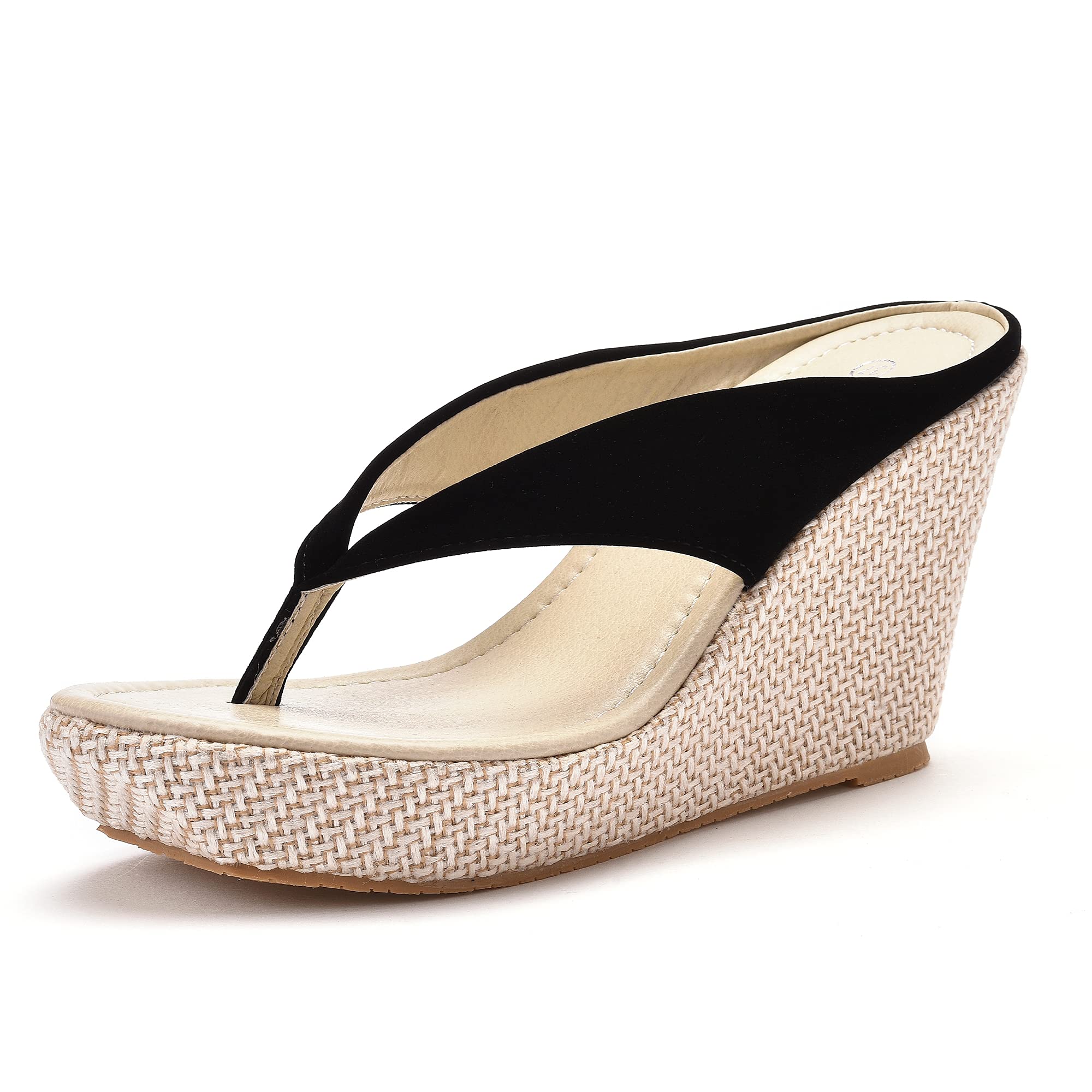 Crystal Queen Women's Platform Wedge Sandals - High Heel Beach Flip Flops in White | Plus Size Comfort for Summer Vacations & Poolside Lounging